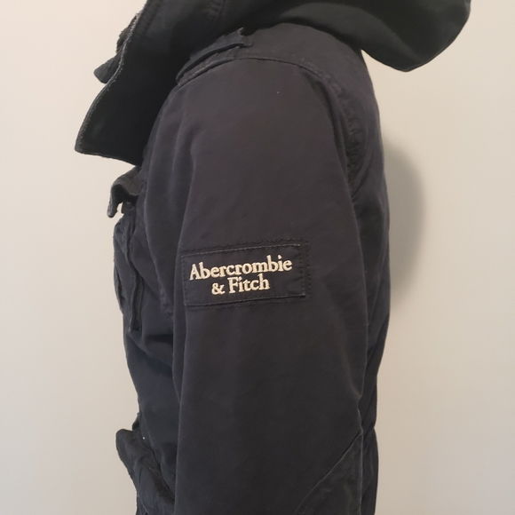 Vintage Abercrombie & Fitch Men's Hooded Military Style Jacket Size Medium Blue - Picture 5 of 16